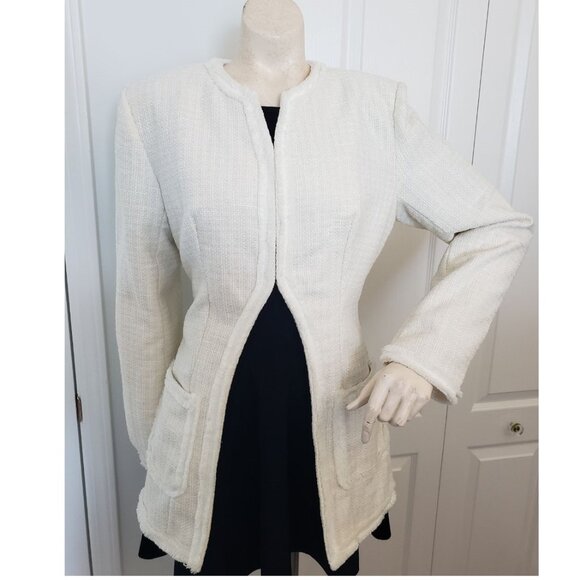 Raw Trim Split Hem Tweed like Overcoat or Blazer BNWOT - Picture 4 of 13